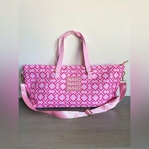 My Fair Mahjong Tote Bag Pink Geometric Rack And Tile Carryall Water Resistant